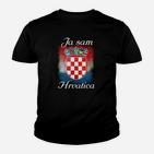 Kroatien Stolz Kinder Tshirt Ja sam Hrvatica, Wappen & Flaggenfarben Design