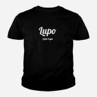 Lupo 2 Feel 4 You Schwarzes Kinder Tshirt, Unisex Design mit Zitat