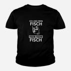 Lustiges Angler Kinder Tshirt Ich und mein Fisch, Schwarzes Kinder Tshirt für Fischerei-Fans