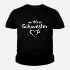 Mittlere Schwester Kinder Tshirt, Herz & Stern Design, Schwarz