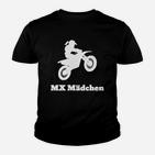 Motocross Girl Power Schwarzes Kinder Tshirt mit Weißem Druck für Frauen