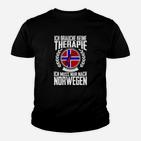 Norwegen Therapie Kinder Tshirt, Lustiges Schwarzes Tee mit Spruch