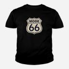 Route 66 Stil Herren Kinder Tshirt, Schwarz mit Vintage-Nummernschild-Design