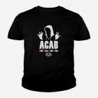 Schwarzes ACAB-Kinder Tshirt mit Handzeichen-Design, Streetwear für Proteste
