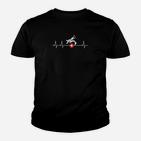 Schwarzes Fußball EKG Herzschlag Kinder Tshirt, Design für Fans