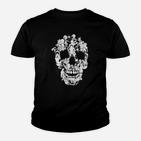 Schwarzes Kinder Tshirt, Florales Totenkopf-Design, Modisches Tee