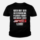 Schwarzes Kinder Tshirt Japser Lenker mit Seitenfenster-Spruch & Japanflagge