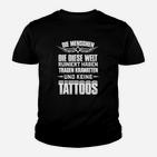 Schwarzes Kinder Tshirt Krawatten & Tattoos Spruch, Statement-Mode für Herren