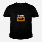 Schwarzes Kinder Tshirt mit Benz Hub Logo-Print, Modisches Design