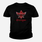 Schwarzes Kinder Tshirt mit 'Stranger'-Schriftzug, Rote Grafik Design