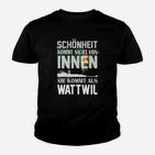 Schwarzes Kinder Tshirt mit Wattwil-Spruch, Humorvoller Aufdruck