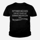 Schwarzes Kinder Tshirt September-Geburtstag, Sonnenschein & Wirbelsturm Design