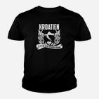Schwarzes Kroatien Kinder Tshirt mit Adlermotiv, Patriotisches Design