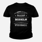 Schwarzes Rodeln-Fan Kinder Tshirt – Spruch für Top Rodel-Liebhaber