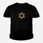 Schwarzes Unisex Kinder Tshirt mit Goldenem Davidstern-Design, Jüdische Symbolik