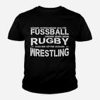 Sportfan Kinder Tshirt mit humorvollem Aufdruck: Fußball, Rugby, Wrestling
