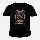 Sternzeichen Steinbock Kinder Tshirt Schwarz, Cooles Herz & Böser Charakter Design