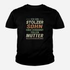 Stolzer Sohn Mutter Spruch Kinder Tshirt in Schwarz, Familienmotiv Tee