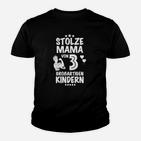 Stolzes Mama von 3 Kindern Kinder Tshirt, Schwarzes mit Cartoon-Motiv