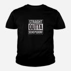 Straight Outta Schepsdorf Schwarzes Kinder Tshirt, Schriftzug-Design