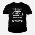 Superhelden Papa Kinder Tshirt, Schwarzes Herren-Kinder Tshirt mit Superhelden-Motiv