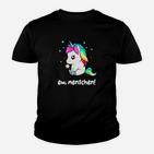 Unisex Kinder Tshirt Einhorn & Ew, Menschen! Spruch, Schwarz