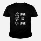 Unisex 'Love is Love' Kinder Tshirt mit Geschlechtssymbolen in Schwarz