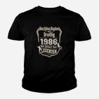 Vintage 1986 Geburtstagsjahr Legenden Kinder Tshirt in Schwarz, Retro Design