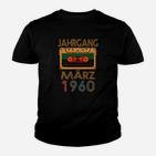 Vintage Kassette 1960 Geburtstags-Kinder Tshirt für März Jahrgänge