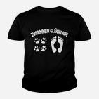 Zusammen Glücklich Schwarzes Kinder Tshirt, Pfoten & Fußabdruck Design