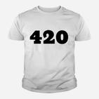 420-Aufdruck Kinder Tshirt für Herren, Kurzarm Unisex in Weiß