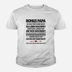 Bonus Papa Dankeschön Kinder Tshirt, Herzerwärmender Spruch Design