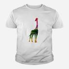 Buntes Giraffenmotiv Unisex-Kinder Tshirt in Weiß, Lustiges Tierdesign Tee