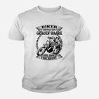 Chrom Graue Haare Biker Kinder Tshirt, Motorrad Spruch Weiß