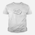 Herren Kinder Tshirt mit Auto-Linienkunst, Minimalistisches Design, Weiß