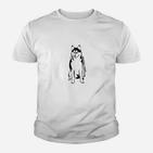 Husky-Aufdruck Kinder Tshirt für Herren in Weiß, Tierliebhaber Design