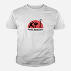 Karate Dojo Zanshin Herren Kinder Tshirt, Rotes Sonnenmotiv