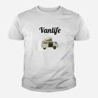 Vanlife Motiv Camper Kinder Tshirt Unisex, Weiß für Reisefans