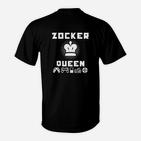 Gamer Queen Damen T-Shirt, Schwarzes mit Spielersymbolen