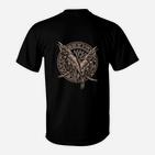 Nordisches Raben-Print T-Shirt Unisex in Schwarz, Viking-Themen Tee