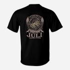 Schwarzes Adler T-Shirt, Juli Geburtstagsdesign mit Spruch