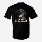 Schwarzes Bulldoggen T-Shirt An alle meine Hasser, Humorvolles Outfit