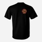 Schwarzes Herren-T-Shirt, Rundes Logo, Modisches Design