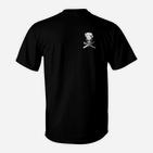 Totenkopf und Knochen Schwarzes T-Shirt, Cool Design Tee