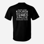 Vier Kolben & Turbo Power Herren T-Shirt, Motorsport-Slogan Design – Schwarz