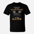 Alte Männer mit Katzen Spruch T-Shirt, Humorvolles Herrenshirt