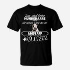 Amstaff Glitzer T-Shirt: Lustige Hundehaare, Humor Design