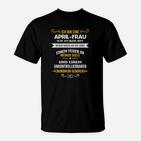 April-Geburtstags-T-Shirt für Damen, Schwarzes Tee mit Spruch