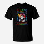August-Geburtstags-T-Shirt für Damen, Blumen & Hippie-Design