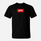 Baka Schriftzug Unisex Schwarz T-Shirt, Rotes Rechteck Design